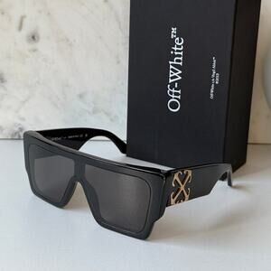 NEW Off White Marion Black Gold Square Unisex Sunglasses